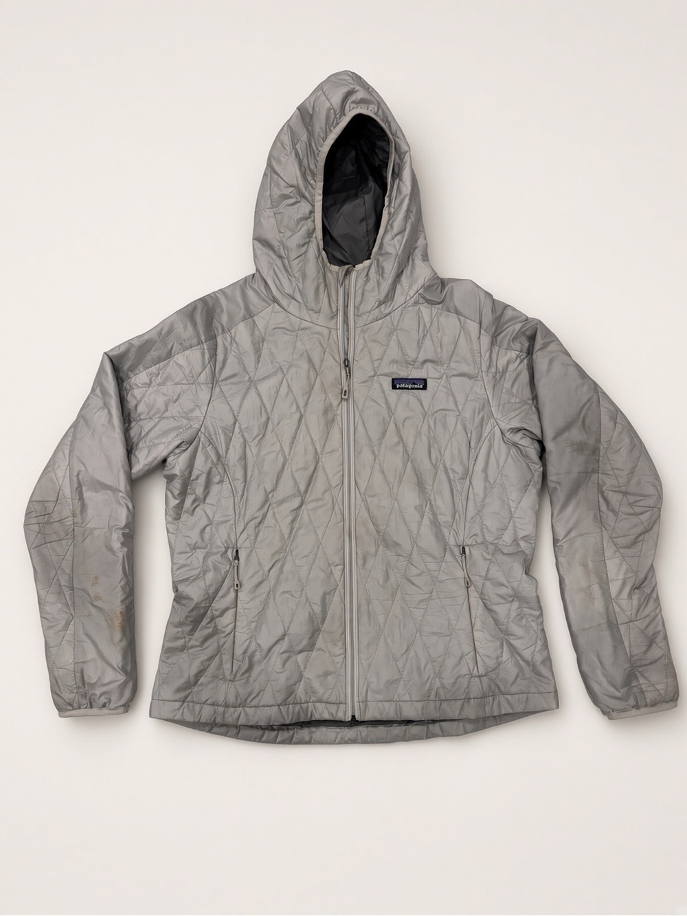 Patagonia Women’s Gray Quilted Hooded Jacket Size L